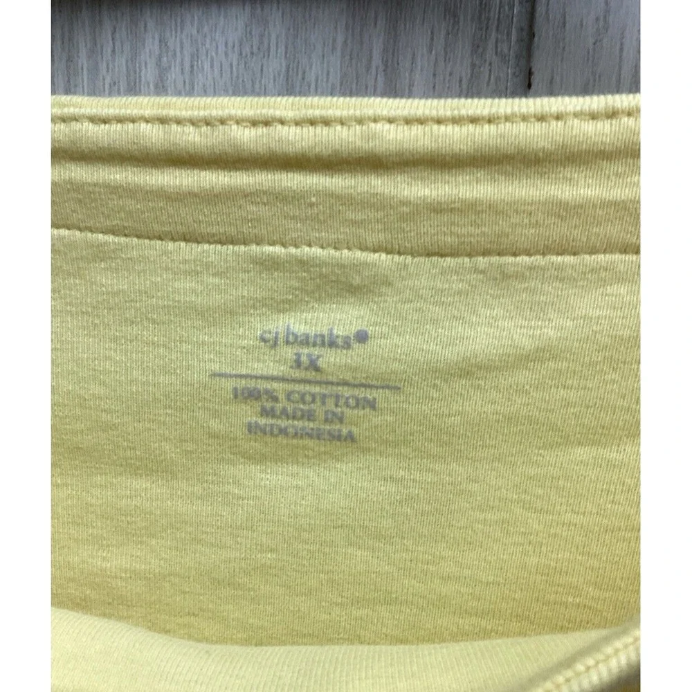 CJ BANKS Women's (Size 3X) Short Sleeve Round Neck‎ T-Shirt Button Accent Cotton